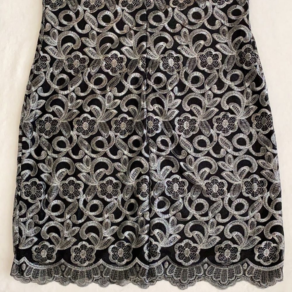 {NWT} Lauren Ralph Lauren | Metallic Embroidered Sheath Dress Black Pewter 12 - Picture 14 of 16